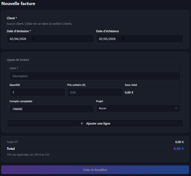 Création de facture SprintFact
